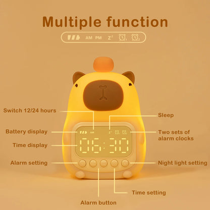 Cute Capybara Night Light Alarmclock